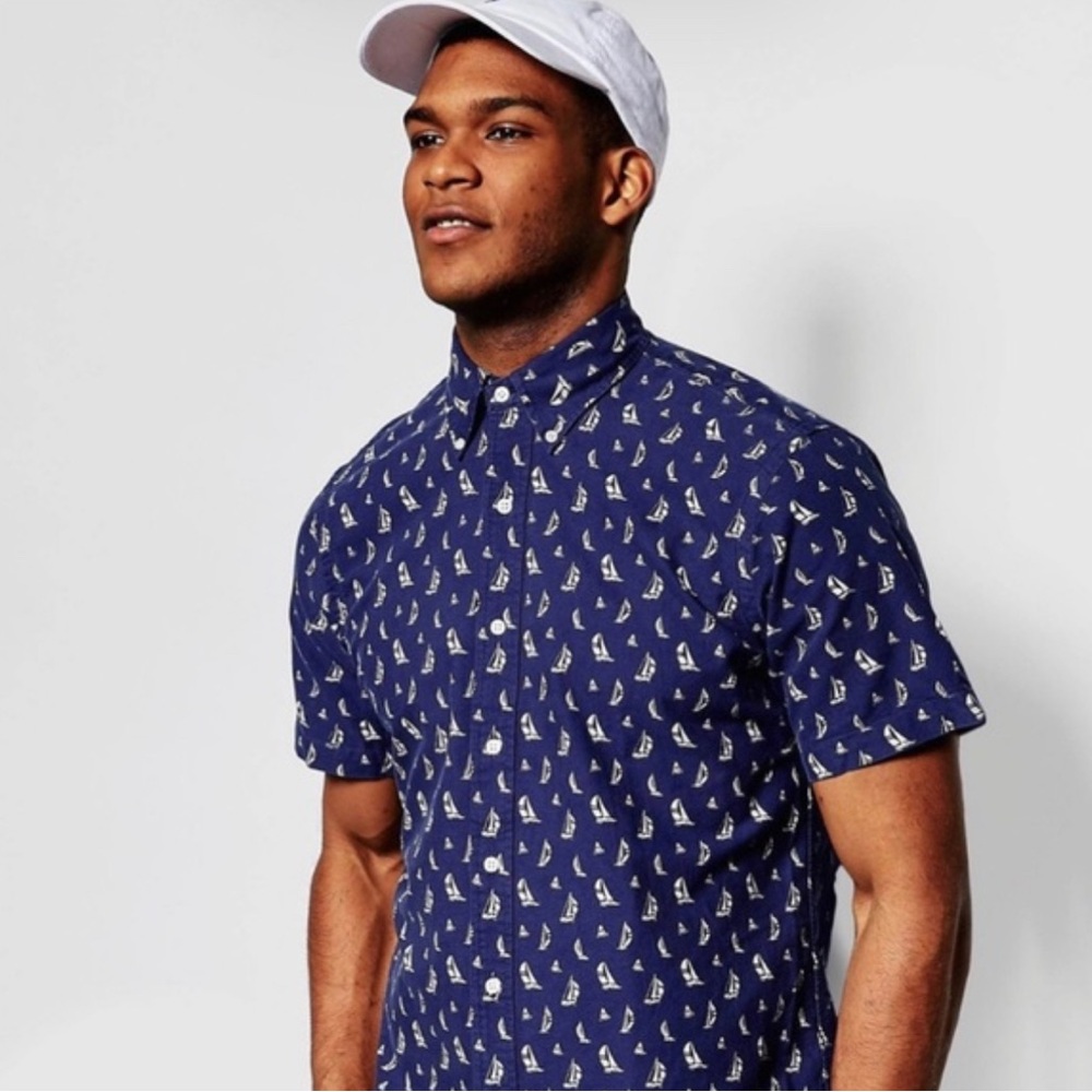 Ralph Lauren Blue Sailboat Print Casual Shirt